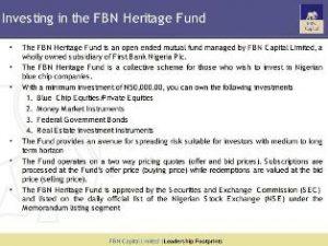 fbn heritage fund procedures