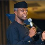 Vice President Yemi Osinbajo speaking to the media