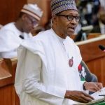 President Muhammadu Buhari giving speech