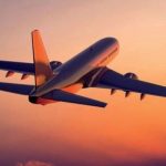 An airplane mid flight