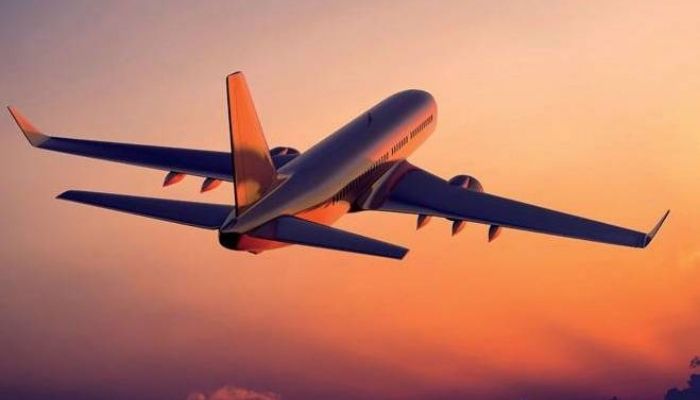 An airplane mid flight