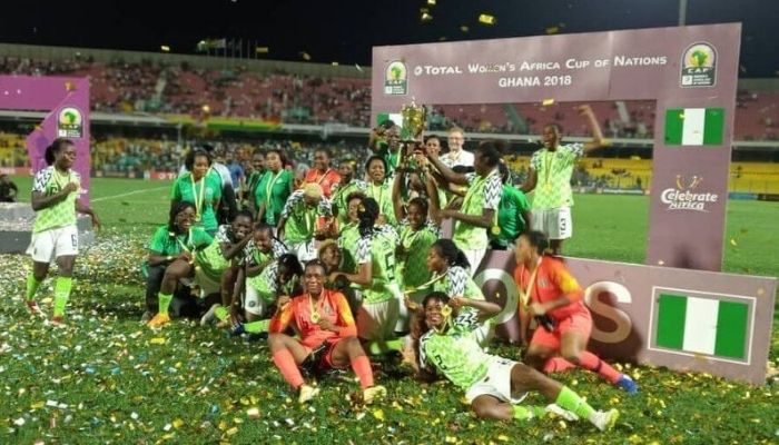 Super Falcons celebrating
