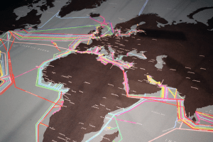 Map of submarine cable lines across the world
