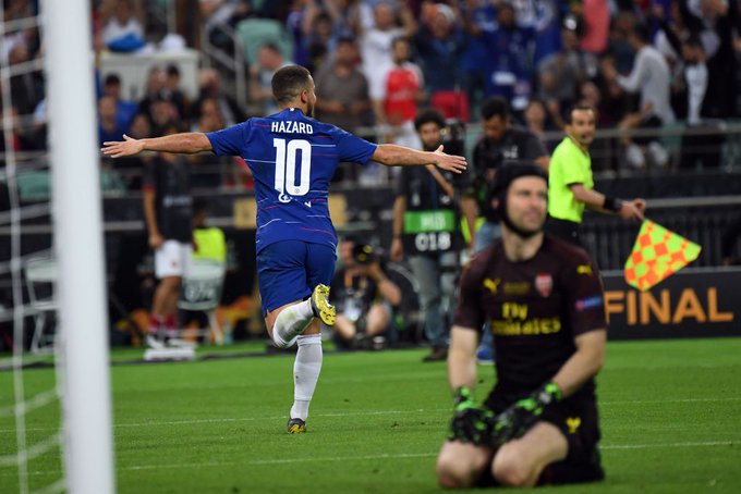 Hazard stars as Chelsea spank Arsenal to win Europa League trophy