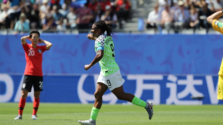African champions, Nigeria’s Super Falcons bounced back to winning ways following a convincing 2-0 victory over Korea Republic  in their second in Group A of the ongoing FIFA Women's World Cup in France.