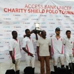 Players of Fifth Chukker team show off their Usman Dantata Cup with Sayyu Dantata, sponsor of the cup which was decided Sunday at the ongoing 2019 Access Bank UNICEF Charity Shield polo tournament in Kaduna