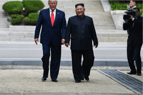 Donald Trump enters N Korea and meets Kim Jong Un