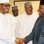 President Buhari shaking former President jonathan