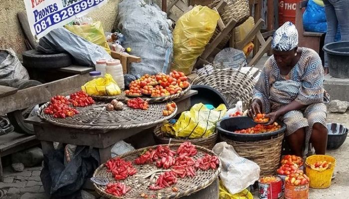 Market women selling