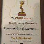 BusinessDay wins 2019 PEARL Media Award for Quality Capital Market Reporting