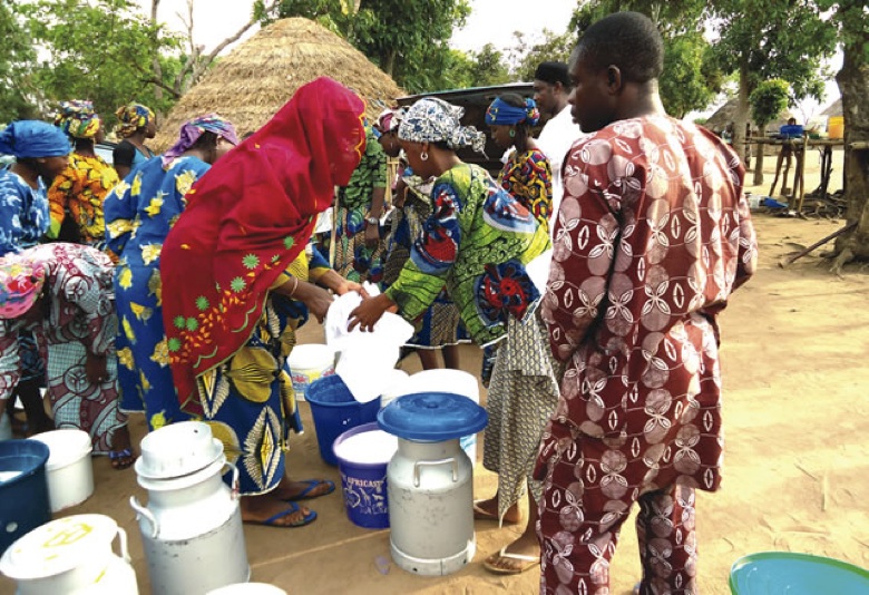 Women milk makers at a milk collection centre at Fasola community . Picture taken in 2017