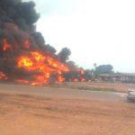 Lagos fire fighters battle tanker fire along Badargy expressway