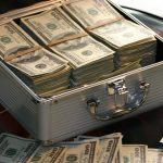 a case of dollar notes