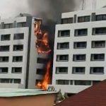 Breaking: INEC Headquarters catches fire as Fire Service battles to quench inferno