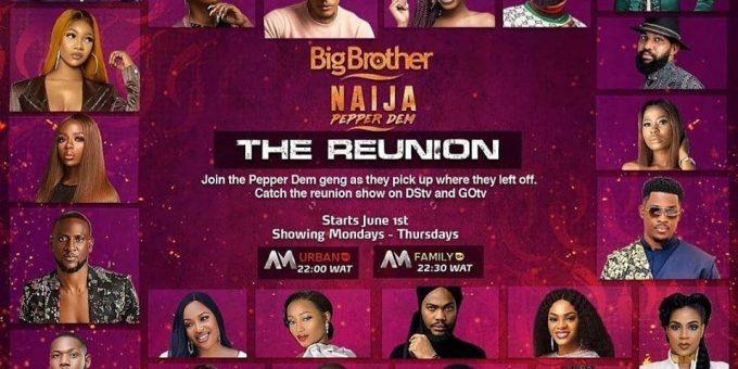 Bbnaija Pepper Dem reunion airs June 1 on Africa Magic