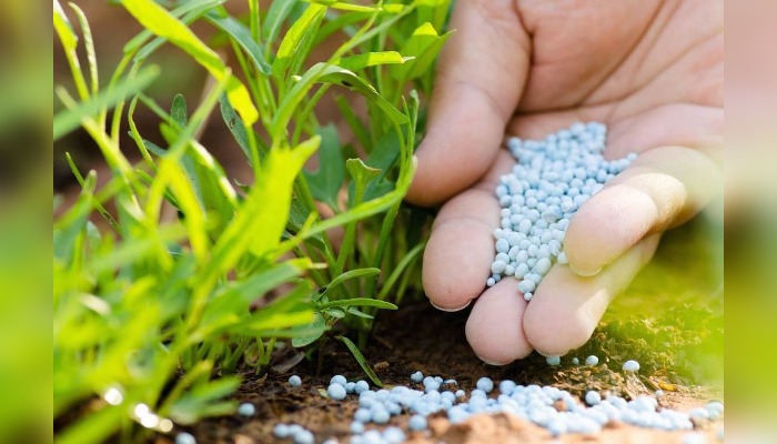fertilizer being dropped