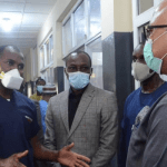 The Director General, Nigeria Centre for Disease Control (NCDC) Dr. Chikwe Ihekweazu on an official working visit to inspect facilities at the Isolation Centre and the Polymerase Chain Reaction (PCR) Laboratory in UBTH.