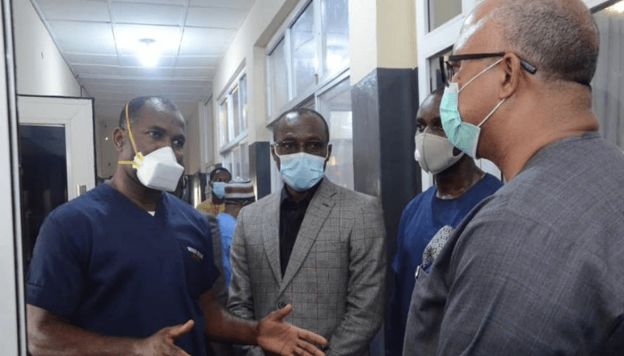 The Director General, Nigeria Centre for Disease Control (NCDC) Dr. Chikwe Ihekweazu on an official working visit to inspect facilities at the Isolation Centre and the Polymerase Chain Reaction (PCR) Laboratory in UBTH.