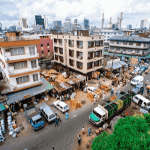 Aerial photograph of a busy city