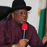 Governor of Ebonyi State, David Umahi giving a speech