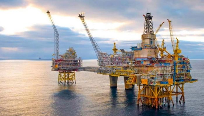 An offshore oil rig
