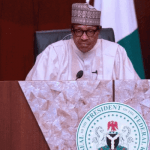 President Muhammadu Buhari giving a speech