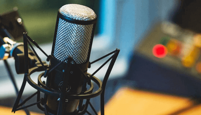 A mic in a studio room