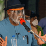 "Akeredolu Ajayi Jegede giving a speech"