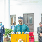 Governor of Oyo state, Seyi Makinde giving a speech