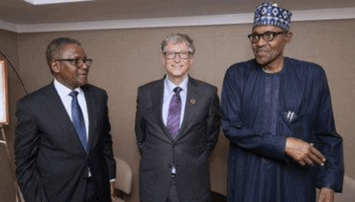 "aliko dangote,, bill gates and buhari"