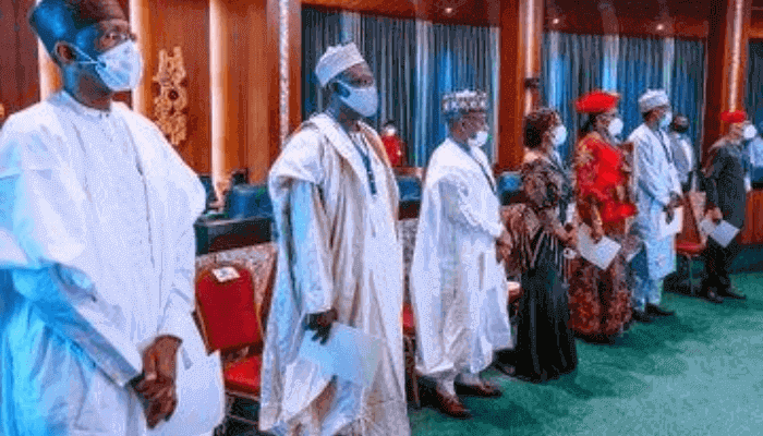 "president buhari along with several ministers"