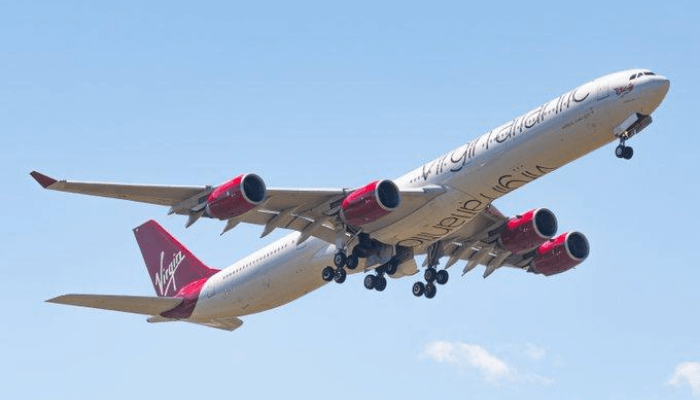 "an airplane mid-flight"