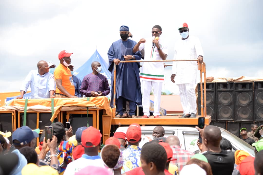 Obaseki reunites Shaibu with PDP chieftain, Egele, preaches against divisive politics, violence