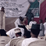 A group of people sitting