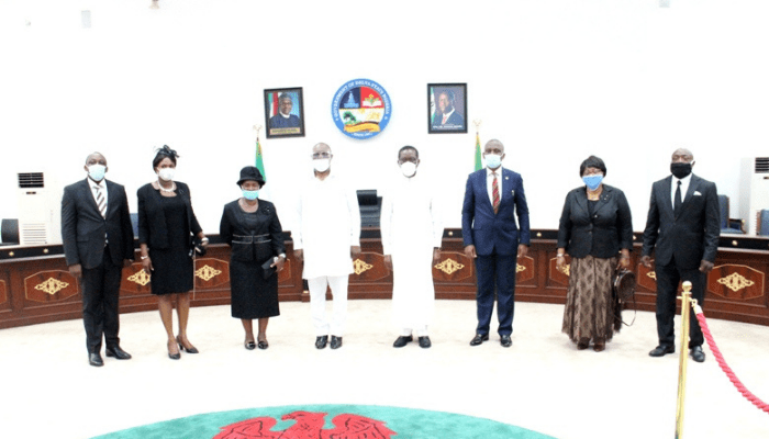 Okowa swears in 3 judges, urges speedy dispensation of justice