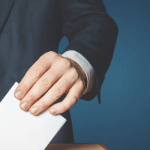 '' A white man voting''