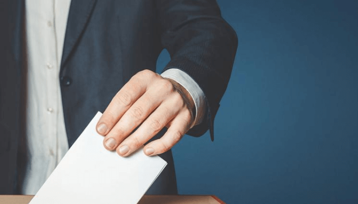 '' A white man voting''