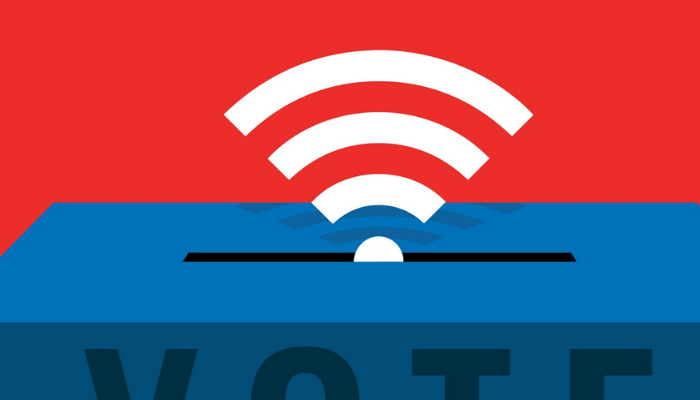 "A wifi signal on a ballot box"