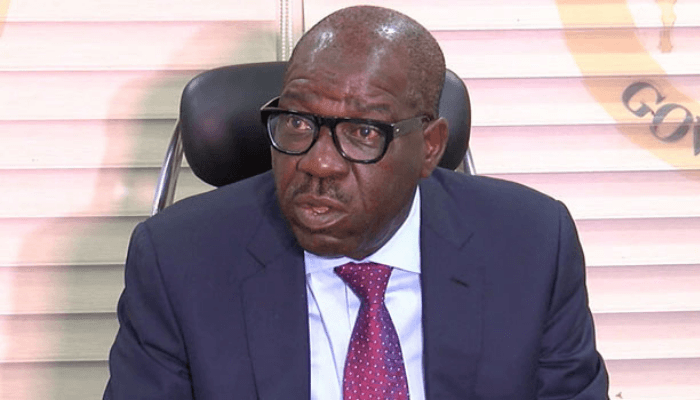 Edo state governor wearing suit