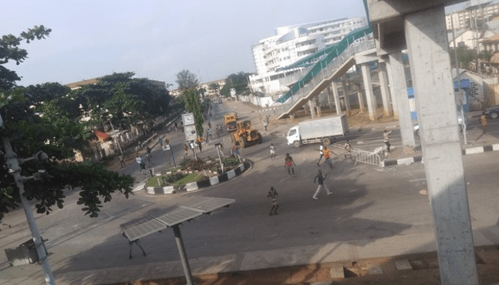 Alausa erupts in violence as hired hoodlums attack protesters
