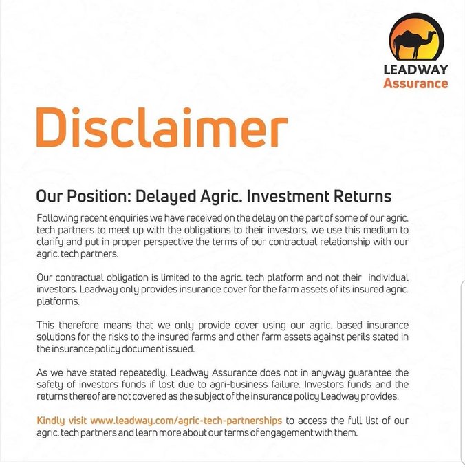 Thrive Agric, Leadway reply investors clarify positions on delayed repayment