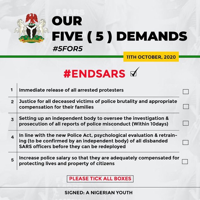 #ENDSARS protesters