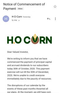 HO Corn's statement