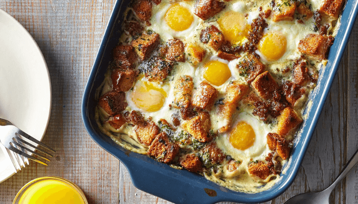 Christmas Breakfast Creamy Brioche and Egg Bake