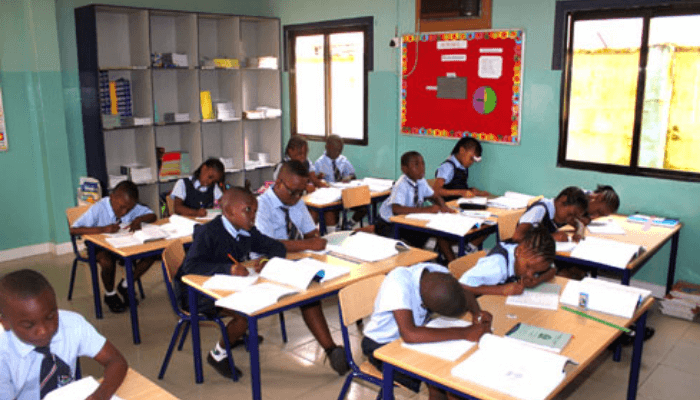 school children in a class