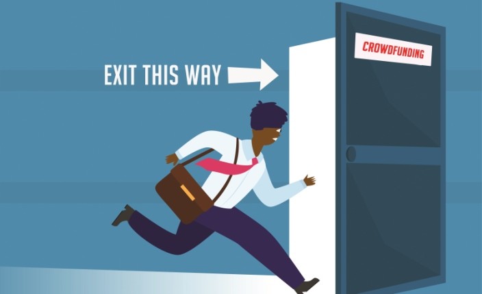 Businessman running to escape exit