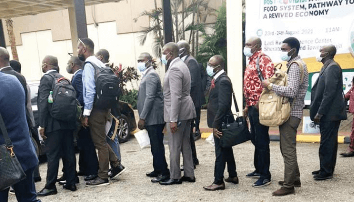 Some Nigerian doctors at Saudi Arabia recruitment centre