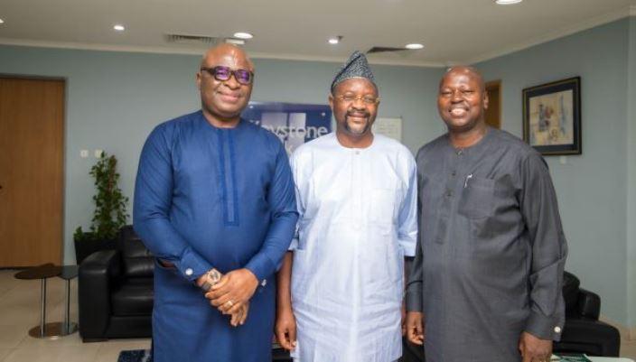 Nigeria's Sports Minister, Sunday Dare, visits Keystone Bank management team