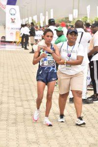 First female to cross the finishing line