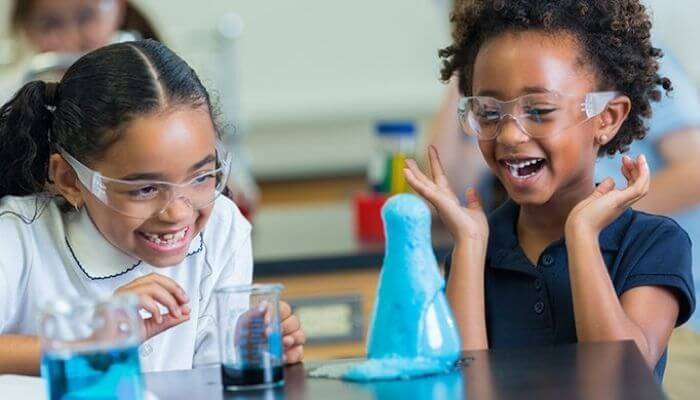 young girls in science